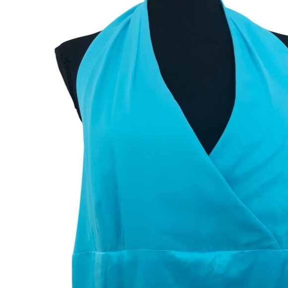 Donna Ricco Y2K VTG Silk Chiffon Maxi Halter Dress Flowy Fairy Romantic Size 16 - Picture 4 of 16